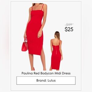 Paulina Red Bodycon Midi Dress